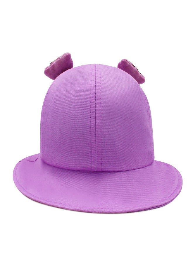 فريتراز قبعة دلو قطنية للأطفال من VRITRAZ مع حزام قابل للتعديل للأولاد والبنات، مقاس 3-10، لون بنفسجي - Image 4